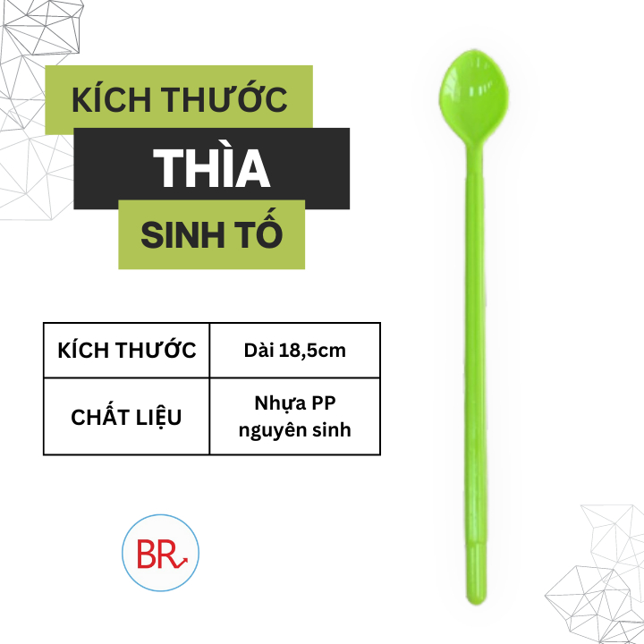 Thìa nhựa sinh tố dài 18,5cm chất liệu nhựa phíp cao cấp- Thìa sinh tố, ăn dặm cho bé cán dài Song Long- Br 02001