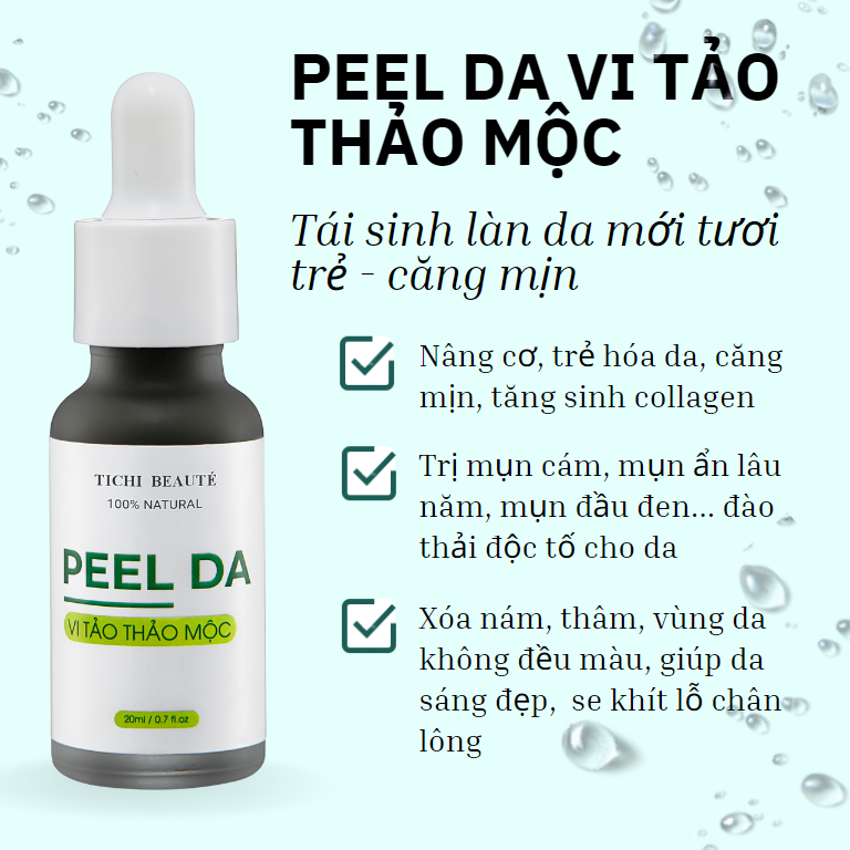 Peel Da Vi Tảo - Tái Sinh Lan Da Tươi Trẻ Căng Min - Xóa Mun Mơ Thâm Nám - Cải Thiện Sắc Tô Da