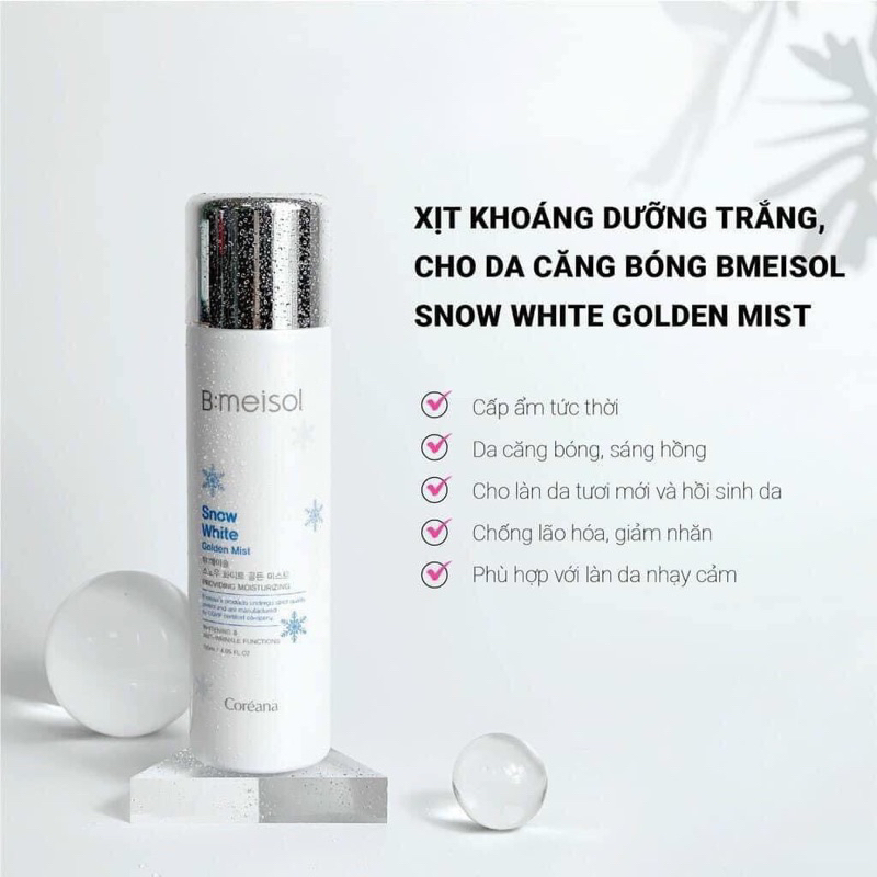 Xịt khoáng Bmeisol Snow White Golden Mist 120ml cấp ẩm, dưỡng trắng, c