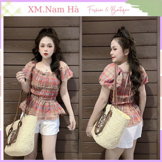 Sét nữ áo sơ mi bo eo mix quần đùi trắng,bộ quần áo sơ mi ngắn tay hot 2023