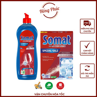 Combo muối rửa chén somat 1.2kg+ nước làm bóng somat 750ml