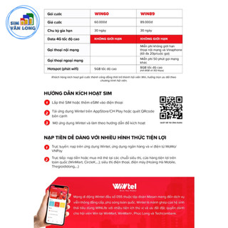SIM WINTEL DATA KHÔNG GIỚI HẠN [Miễn phí tháng đầu], Sim Wintel 4G VINAPHONE, Sim VINAPHONE gọi Miễn phí