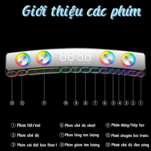 Loa Soundbar SH39 Bluetooth không dây có dây tiện lợi dùng cho điện thoại máy tính laptop có phím bấm đèn tráng gương