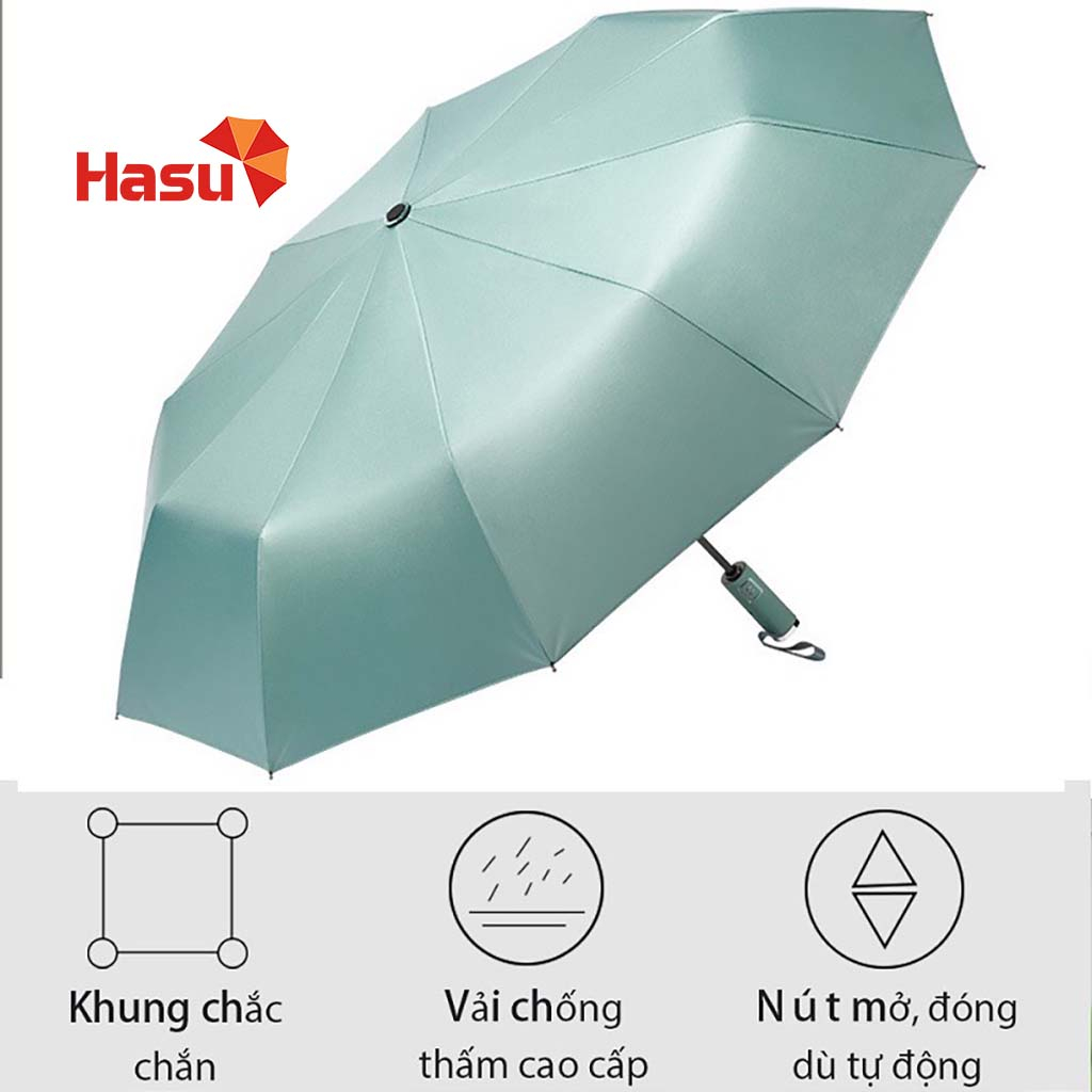 Dù che nắng mưa cầm tay gấp gọn tự động 10 nan chống UV Hasu Việt Nam