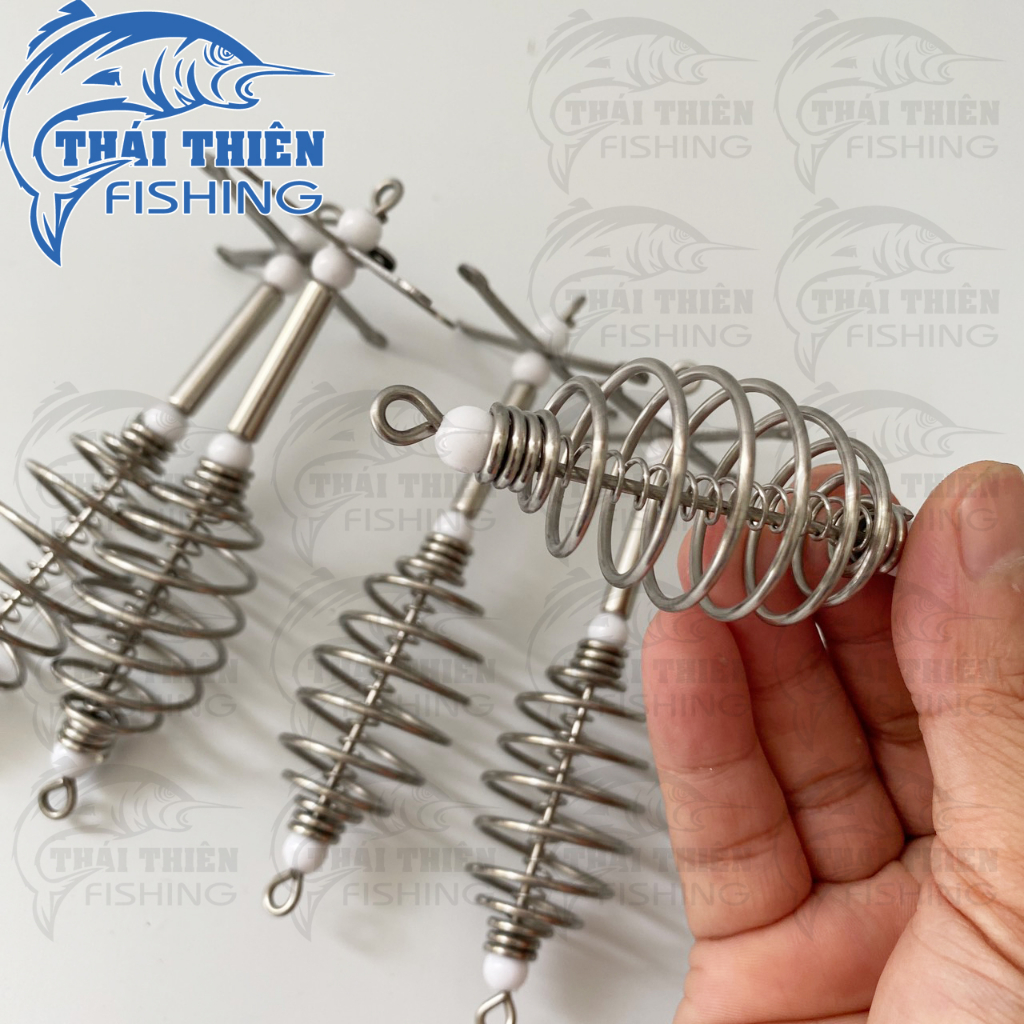 Combo 5 Cái Lò Xo Lăng Xê Chữ Thập Inox Chóng Rối Bằng Thép Không Gỉ Dùng Buộc Lưỡi Câu Lăng Xê