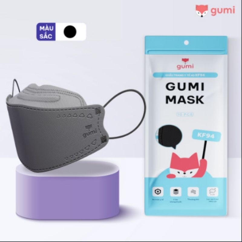 Khẩu trang y tế 4D KF94 Gumi mask 4 lớp kháng khuẩn lọc bụi PM 2.5