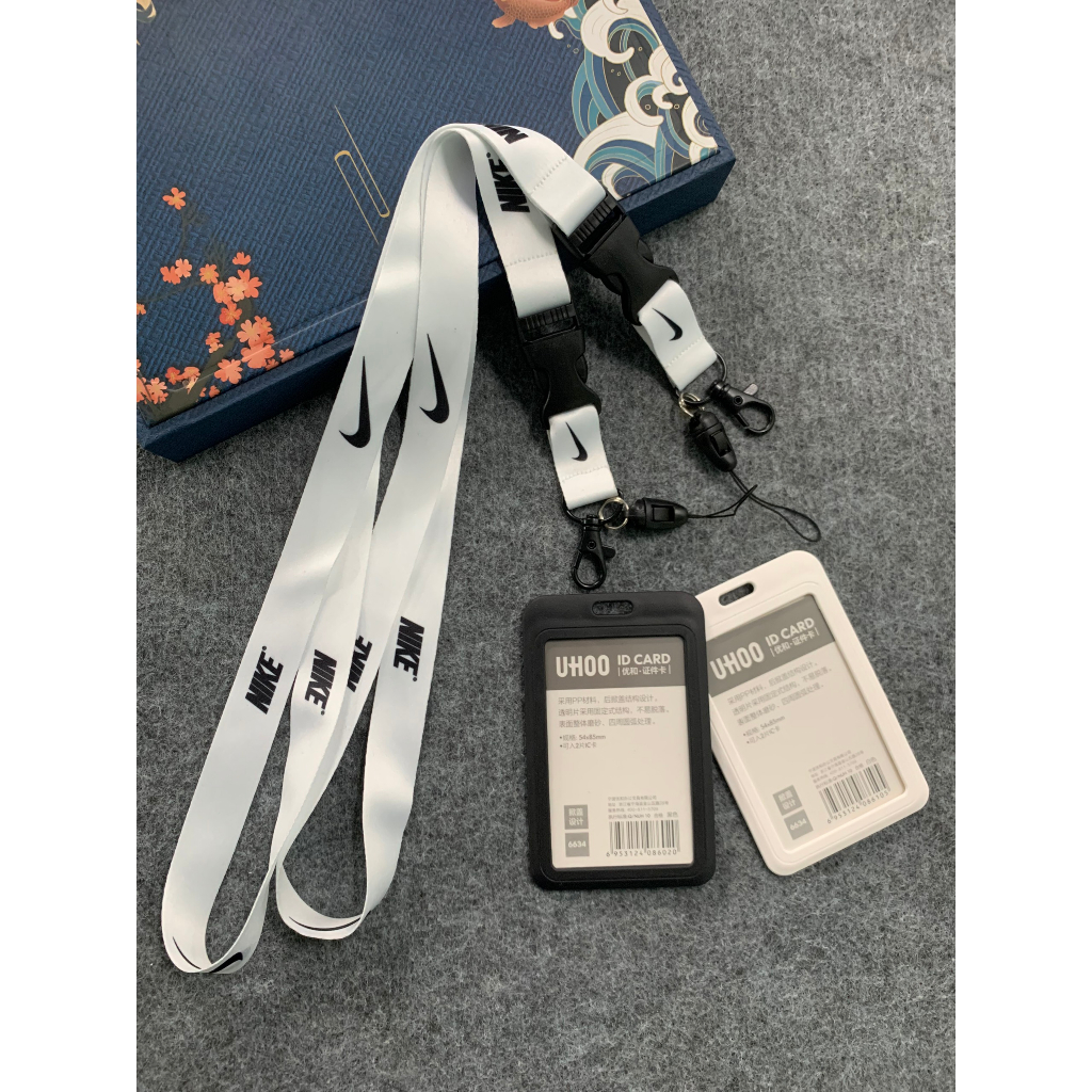 Dây đeo thẻ Thương Hiệu Trắng đen, Dây đeo thẻ Thương Hiệu có khóa cài, Dây đeo thẻ Thương Hiệu khóa treo