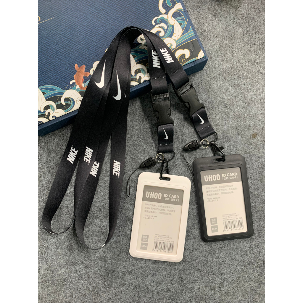 Dây đeo thẻ Thương Hiệu Trắng đen, Dây đeo thẻ Thương Hiệu có khóa cài, Dây đeo thẻ Thương Hiệu khóa treo