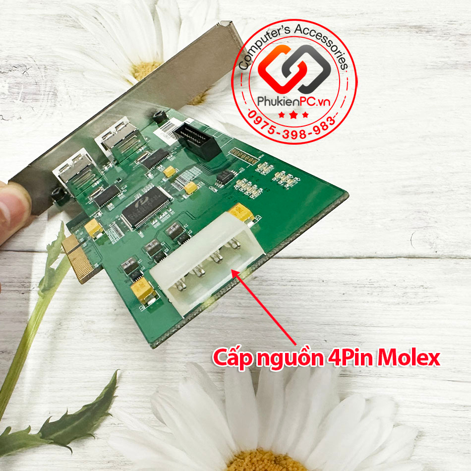 Card PCI-E 4x GEN2 ra 2 USB 3.0 5Gb/s chip Ti TUSB7320. Mở rộng 2 cổng USB cho máy tính PC kết nối USB Flash máy in scan