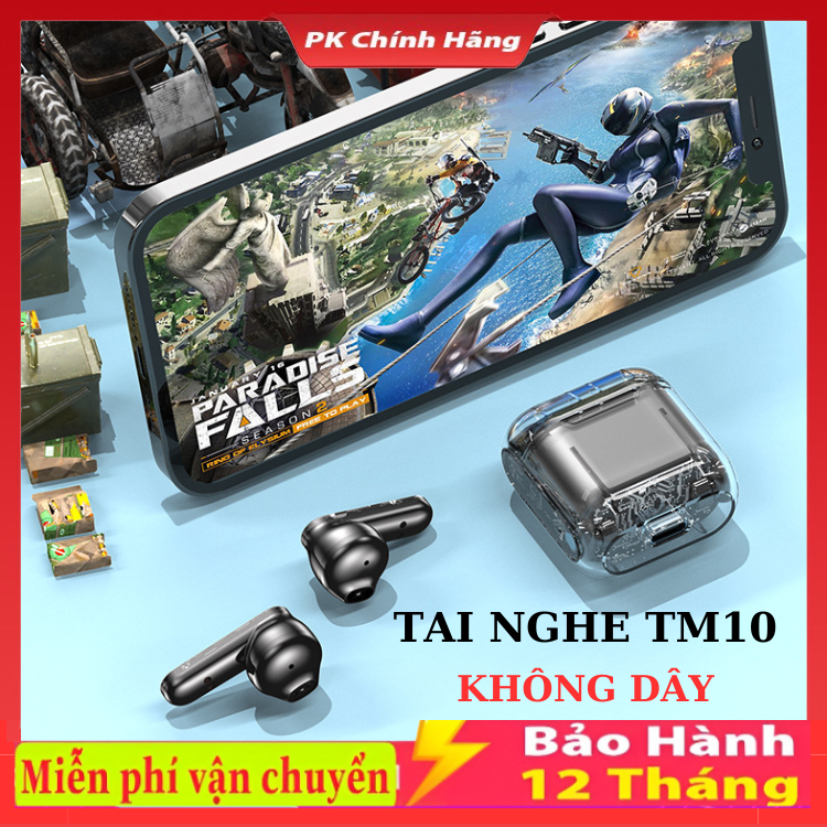 Tai nghe không dây TM10 TWS Trong Suốt Chất Lượng Cao , Chip 5.3 , Có Mic Đàm Thoại , Bảo Hành 12 Tháng