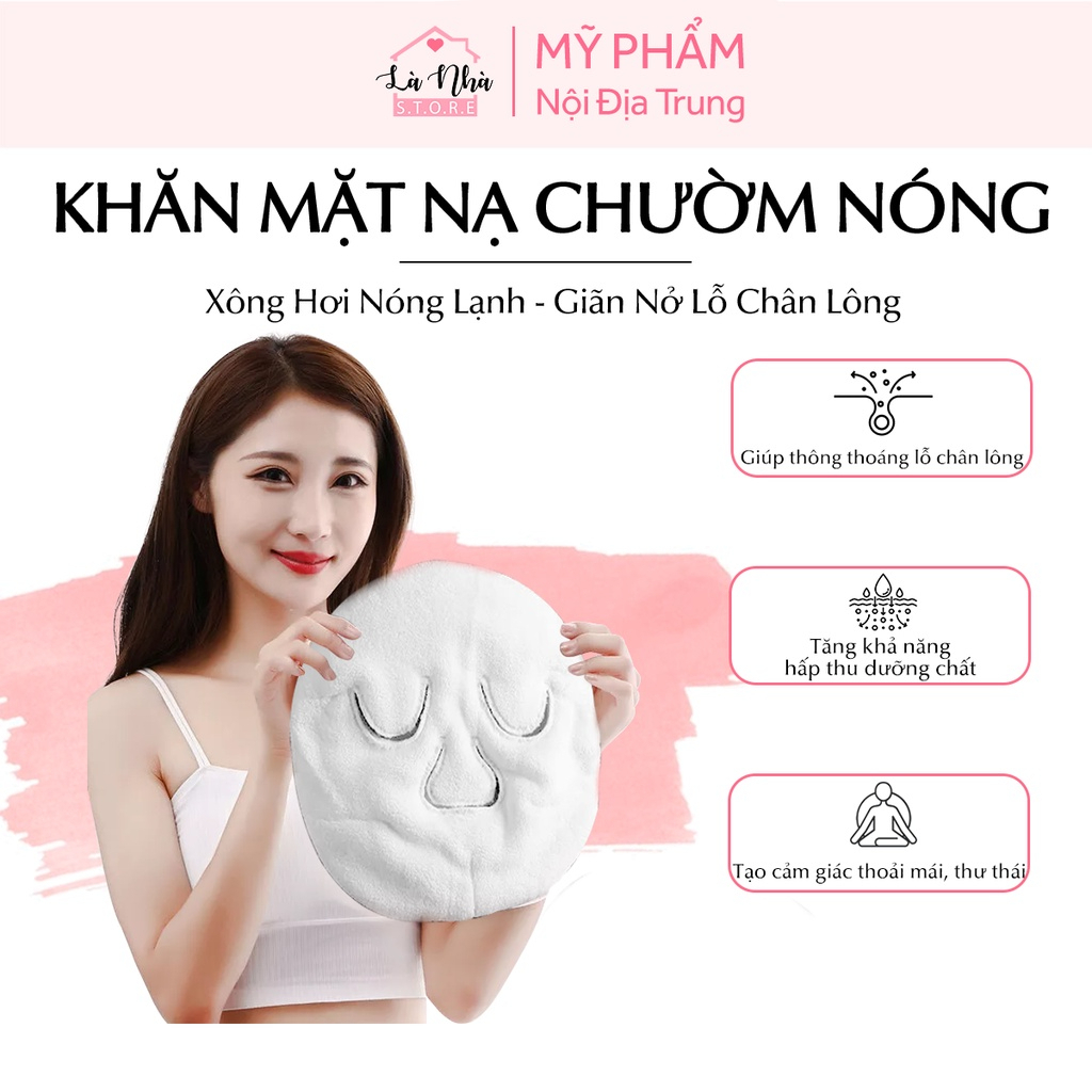 Khăn mặt nạ chườm nóng, khăn bông đắp mặt, ủ ấm, xông hơi làm nóng, lạnh thư giãn da mặt, dãn nở lỗ chân lông.