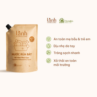 Nước rửa chén bát bồ hòn men gạo túi 1 lít lành homecare