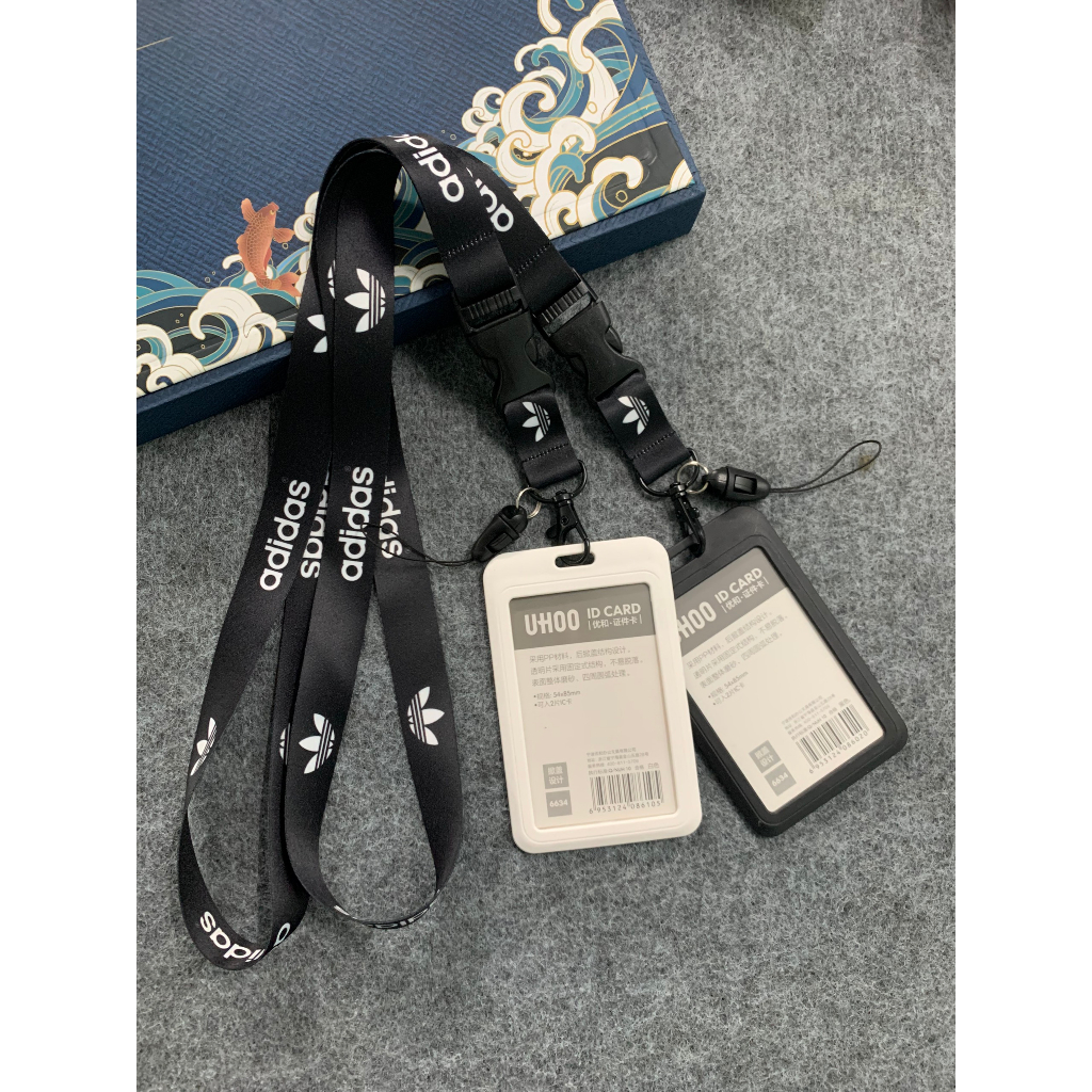 Dây đeo thẻ Trắng đen, Dây đeo thẻ Thương Hiệu có khóa cài, Dây đeo thẻ Thương Hiệu khóa treo