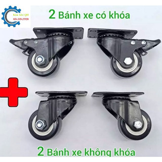Bộ 4 bánh xe đen viền trắng đủ size từ 4-7cm hàng đẹp giá tốt