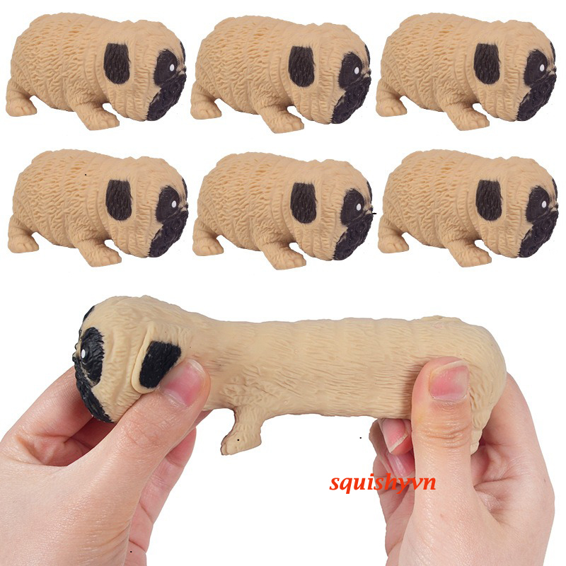 SQUISHY Con Chó PUG chó Pitbull  Màu Cát Kéo dài cực đáng yêu bóp xả stress giảm căng thẳng dễ thương cho bé
