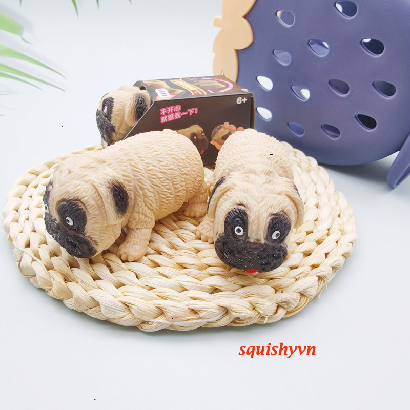 SQUISHY Con Chó PUG chó Pitbull  Màu Cát Kéo dài cực đáng yêu bóp xả stress giảm căng thẳng dễ thương cho bé