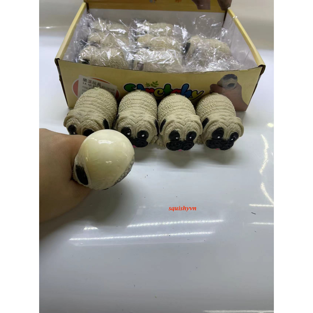 SQUISHY Con Chó PUG chó Pitbull  Màu Cát Kéo dài cực đáng yêu bóp xả stress giảm căng thẳng dễ thương cho bé