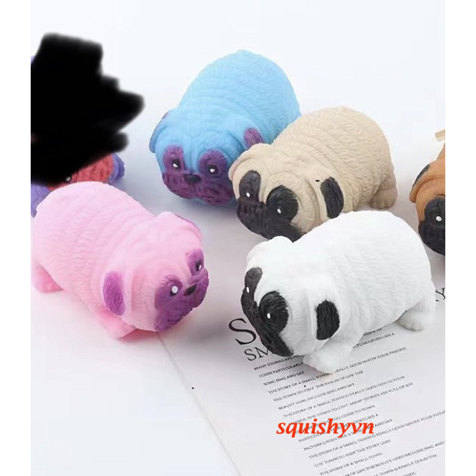 SQUISHY Con Chó PUG chó Pitbull  Màu Cát Kéo dài cực đáng yêu bóp xả stress giảm căng thẳng dễ thương cho bé