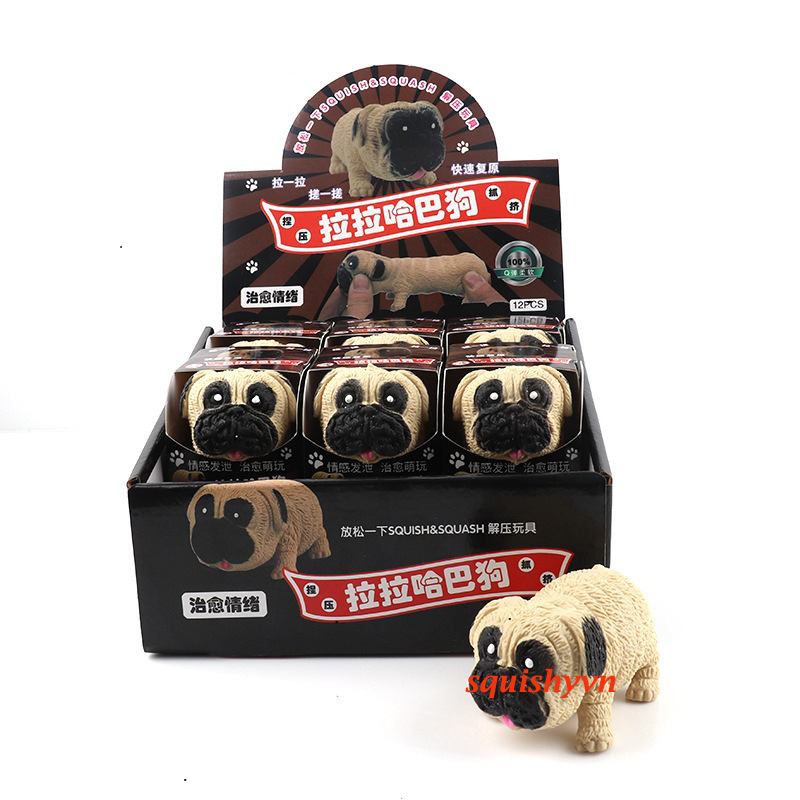 SQUISHY Con Chó PUG chó Pitbull  Màu Cát Kéo dài cực đáng yêu bóp xả stress giảm căng thẳng dễ thương cho bé