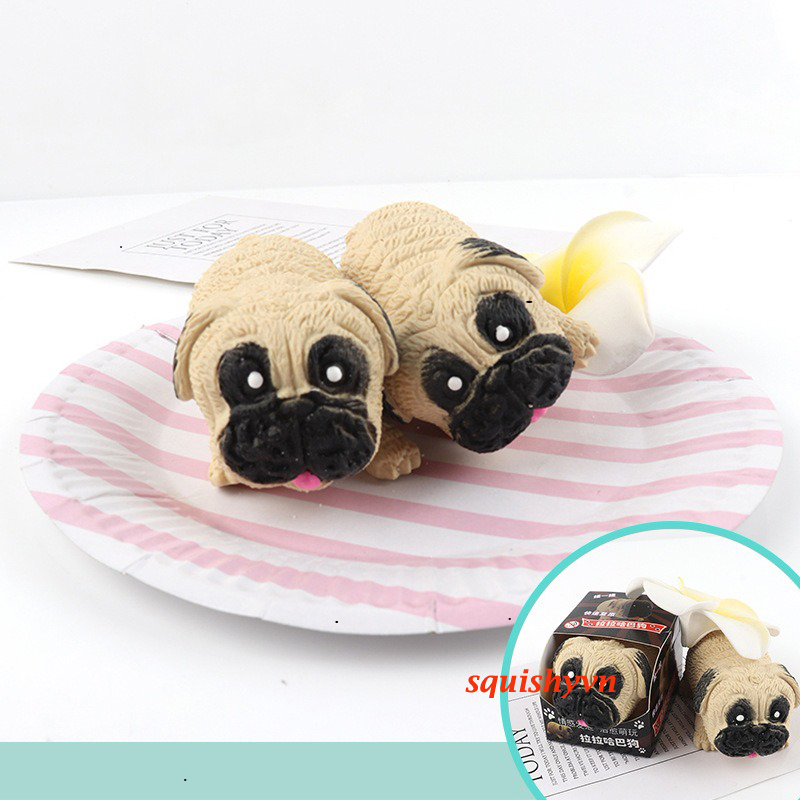 SQUISHY Con Chó PUG chó Pitbull  Màu Cát Kéo dài cực đáng yêu bóp xả stress giảm căng thẳng dễ thương cho bé