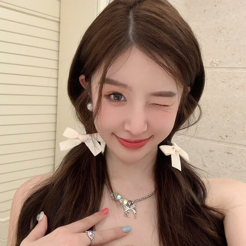 Set 2 kẹp nơ ruy băng 7cm tết tóc kẹp mái ngọt ngào dễ thương Tatitava