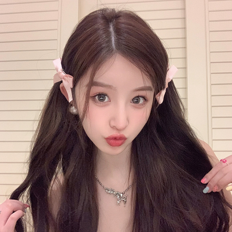 Set 2 kẹp nơ ruy băng 7cm tết tóc kẹp mái ngọt ngào dễ thương Tatitava