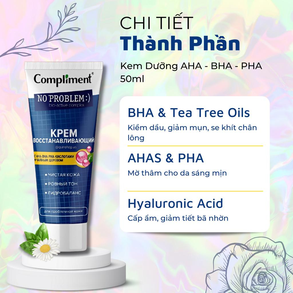 Kem Dưỡng Compliment No problem AHA-BHA-PHA Phục Hồi, Tái Tạo Da Dầu Mụn 50ml