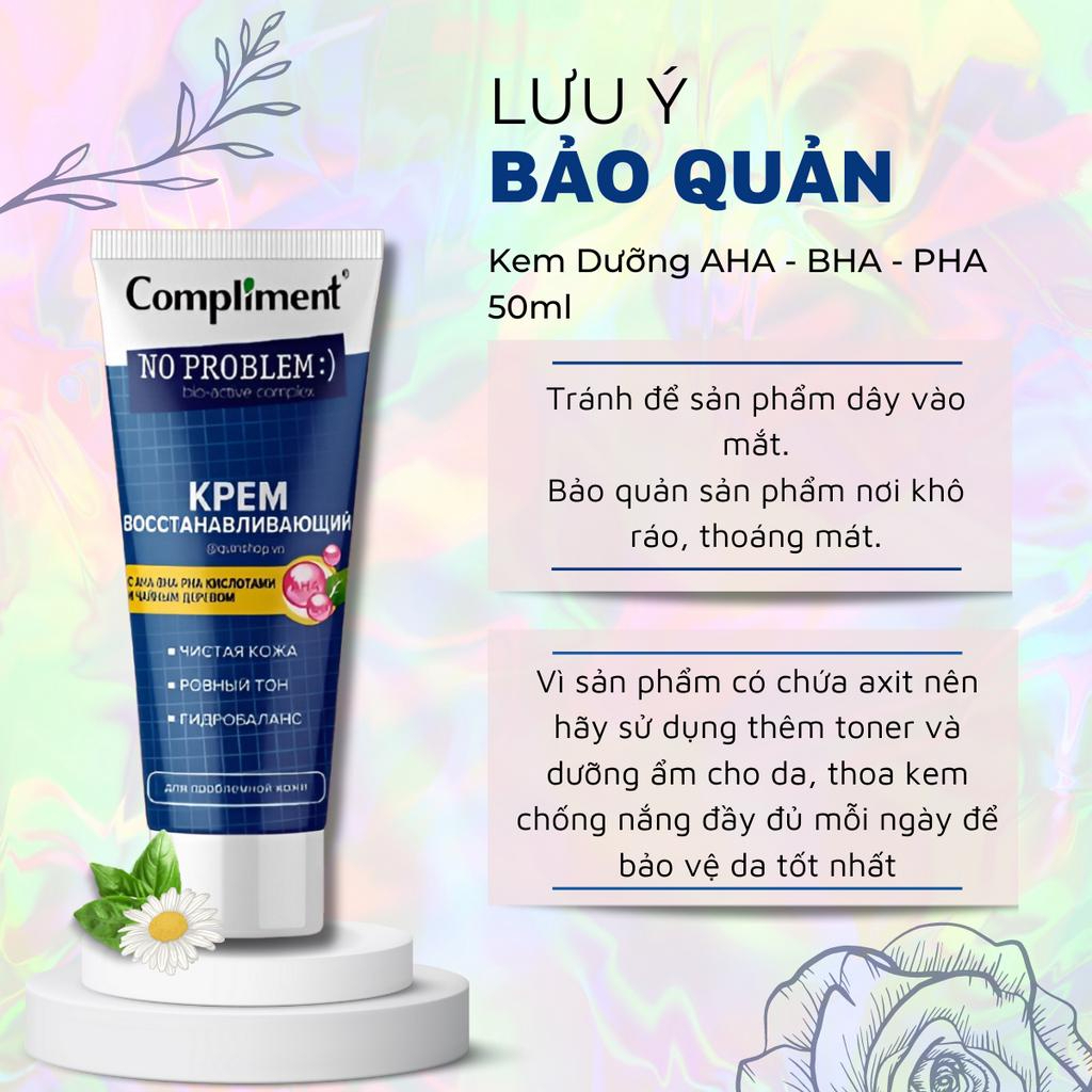 Kem Dưỡng Compliment No problem AHA-BHA-PHA Phục Hồi, Tái Tạo Da Dầu Mụn 50ml