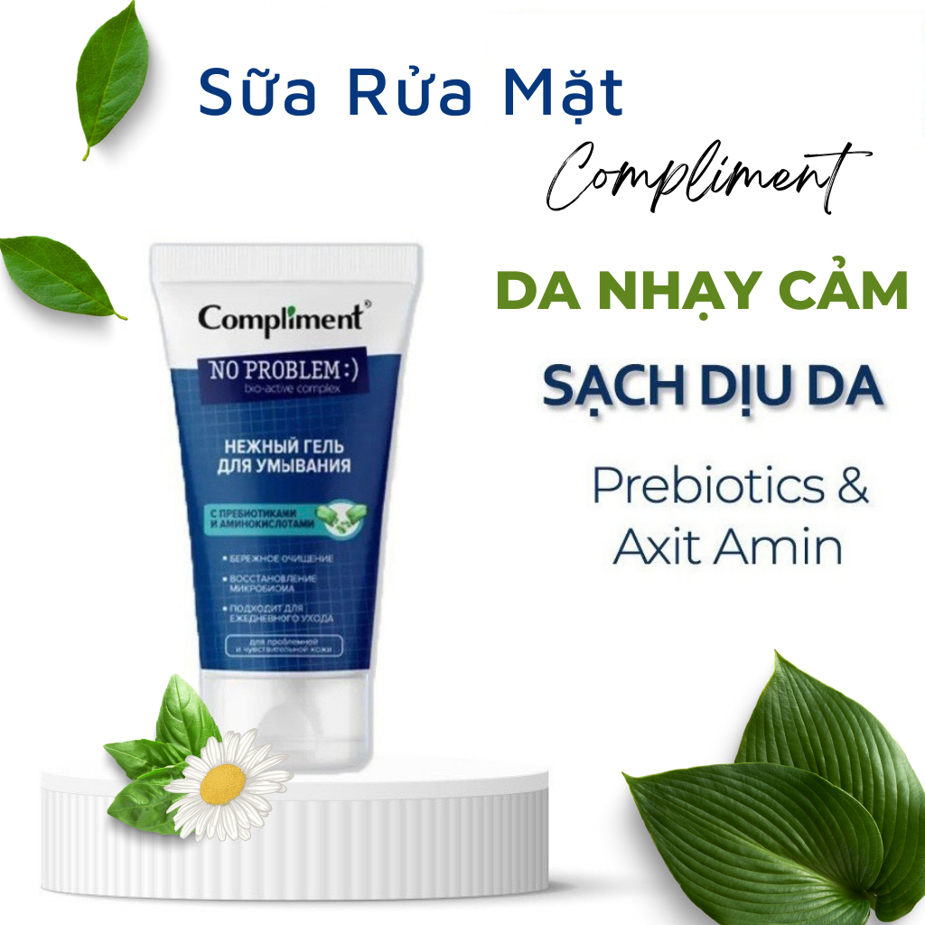 Sữa Rửa Mặt Sạch Dịu Bảo Vệ Da Compliment Prebiotic & Axit Amin Cho Da Nhạy Cảm 200ml - Vạch X.Ngọc