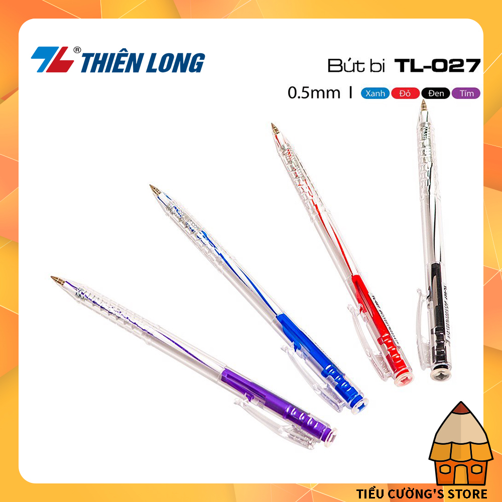 ✒️ Bút Bi Thiên Long TL-027 màu xanh - đỏ - tím - đen bán chạy trong giới học sinh
