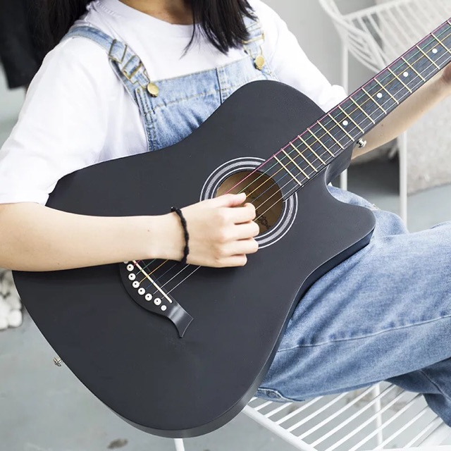 Đàn guitar Acoustic gỗ tốt màu đen, màu gỗ Diduo/HT- Tặng full 12 phụ kiện+ bao+ sách hướng dẫn