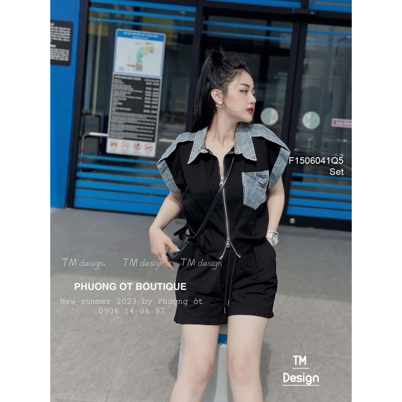 Set bộ viền ren áo tay liền kèm quần short!