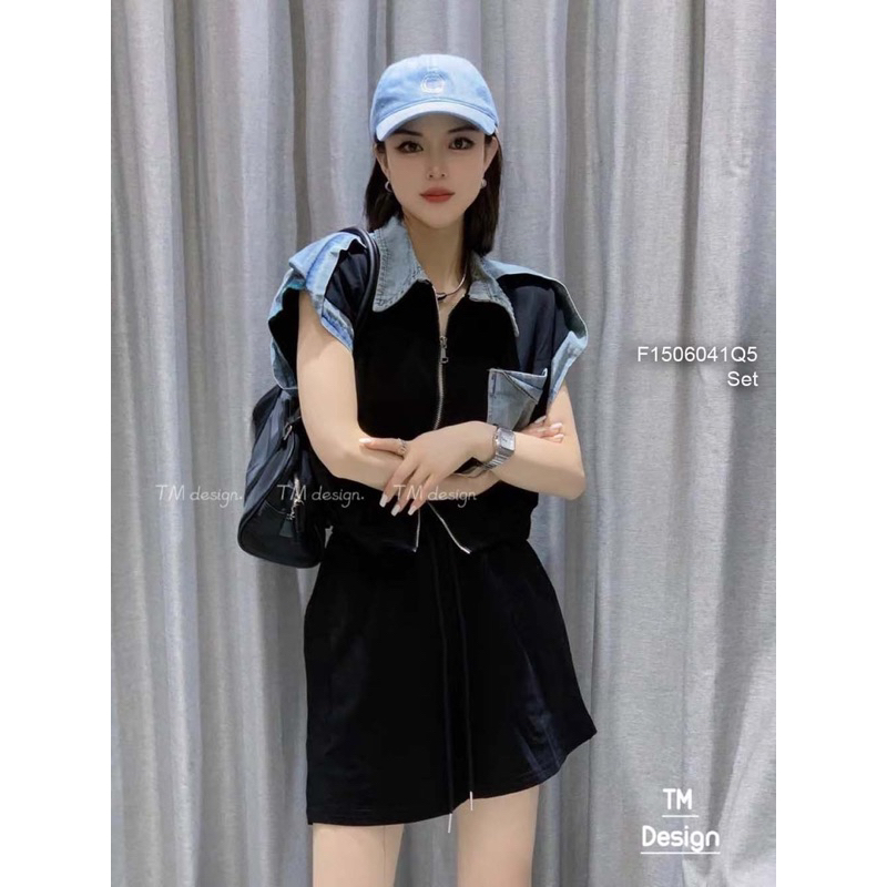 Set bộ viền ren áo tay liền kèm quần short!