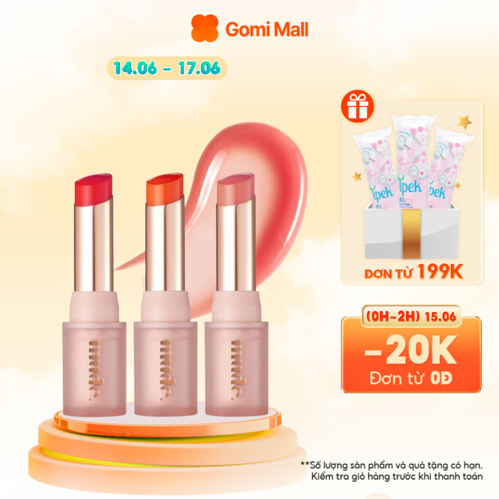 Son dưỡng môi MUDE Bare Shine Lip Balm 5g dưỡng ẩm, làm mềm môi Gomi Mall