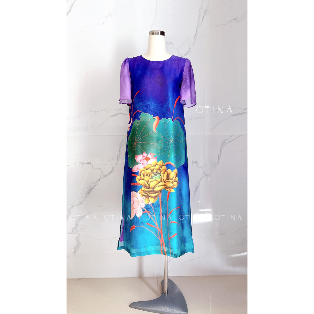 Đầm lụa lá sen