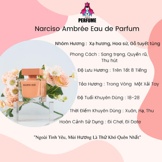 {Chính Hãng} Nước Hoa Nữ 𝐍𝐚𝐫𝐜𝐢𝐬𝐨 𝐀𝐦𝐛𝐫𝐞𝐞 𝐄𝐃𝐏_𝘔𝘢̂̃𝘶 𝘛𝘩𝘶̛̉ 5𝘮𝘭