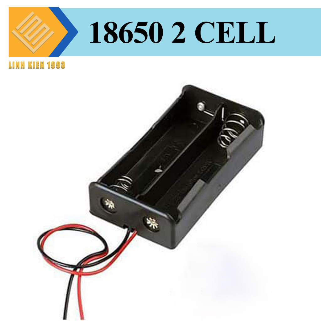 Đế 2 pin 18650 mắt nối tiếp có dây điện