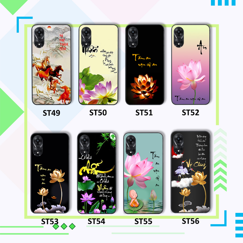 Ốp Oppo A58 / A78 / A1 5G / A98 5G hình thư pháp tâm an vạn sự an