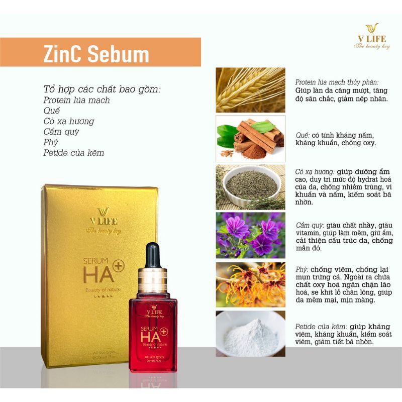 Serum dưỡng ẩm HA+ V LIFE cấp ẩm dưỡng da phục hồi cho da hư tổn 20ml