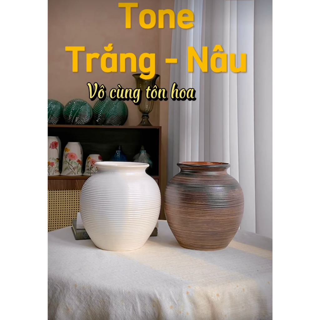 Vò cắm hoa, bình hoa gốm sứ Bát Tràng vân ganh siêu đẹp