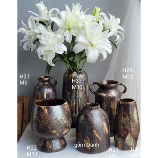 bình hoa men mộc dòng men vảy đẹp không khác nghệ nhân gốm Bát Tràng cao cấp