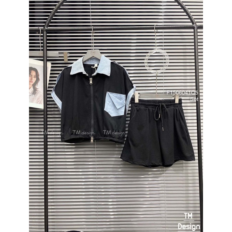 Set bộ viền ren áo tay liền kèm quần short!