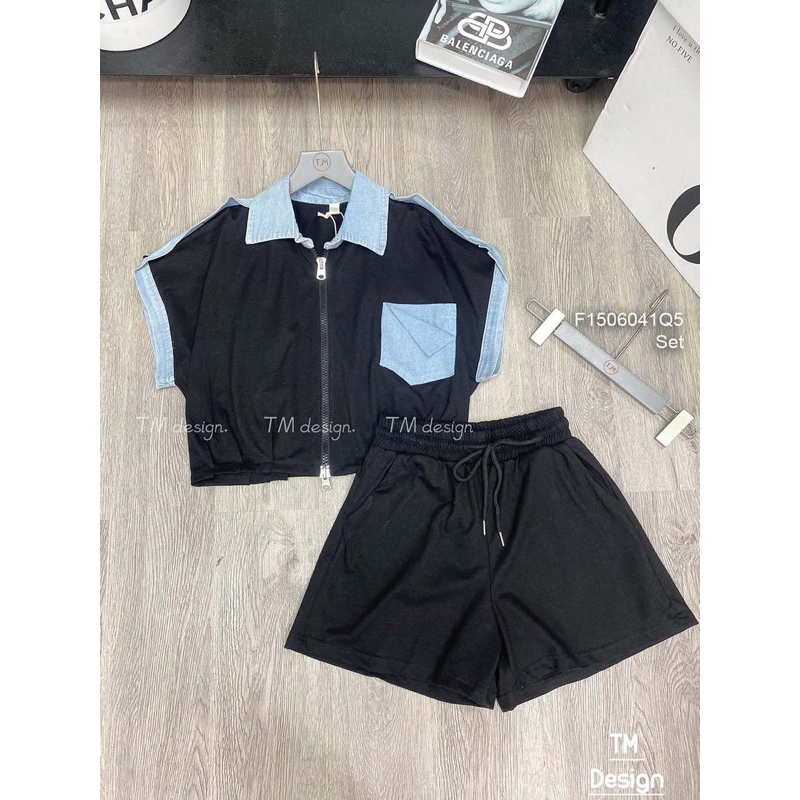 Set bộ viền ren áo tay liền kèm quần short!