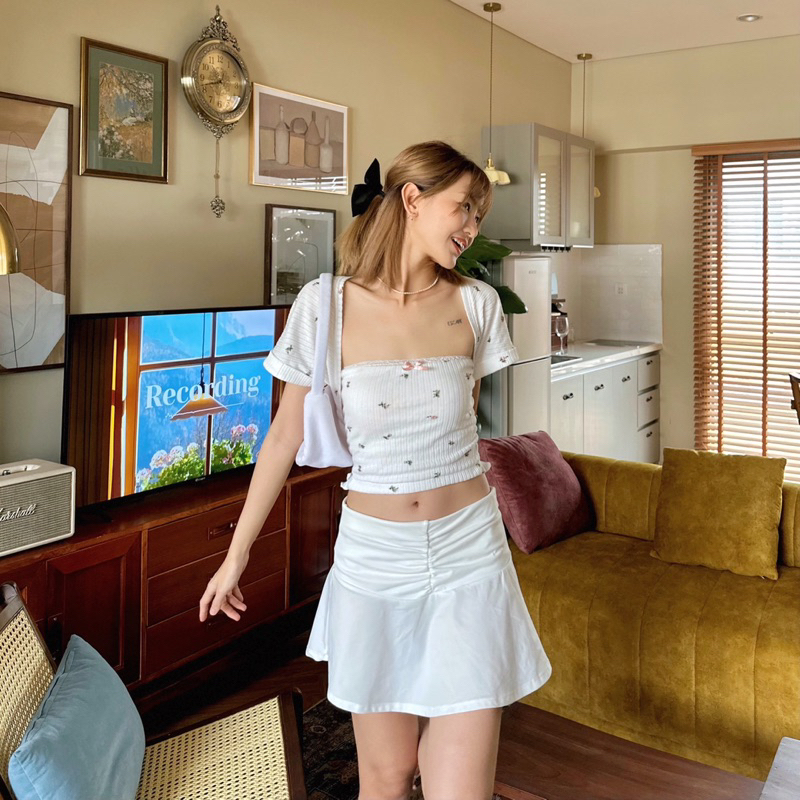Maymee studio - Set thun hoa cardigan và tube top y2k conquette - Cupid Set