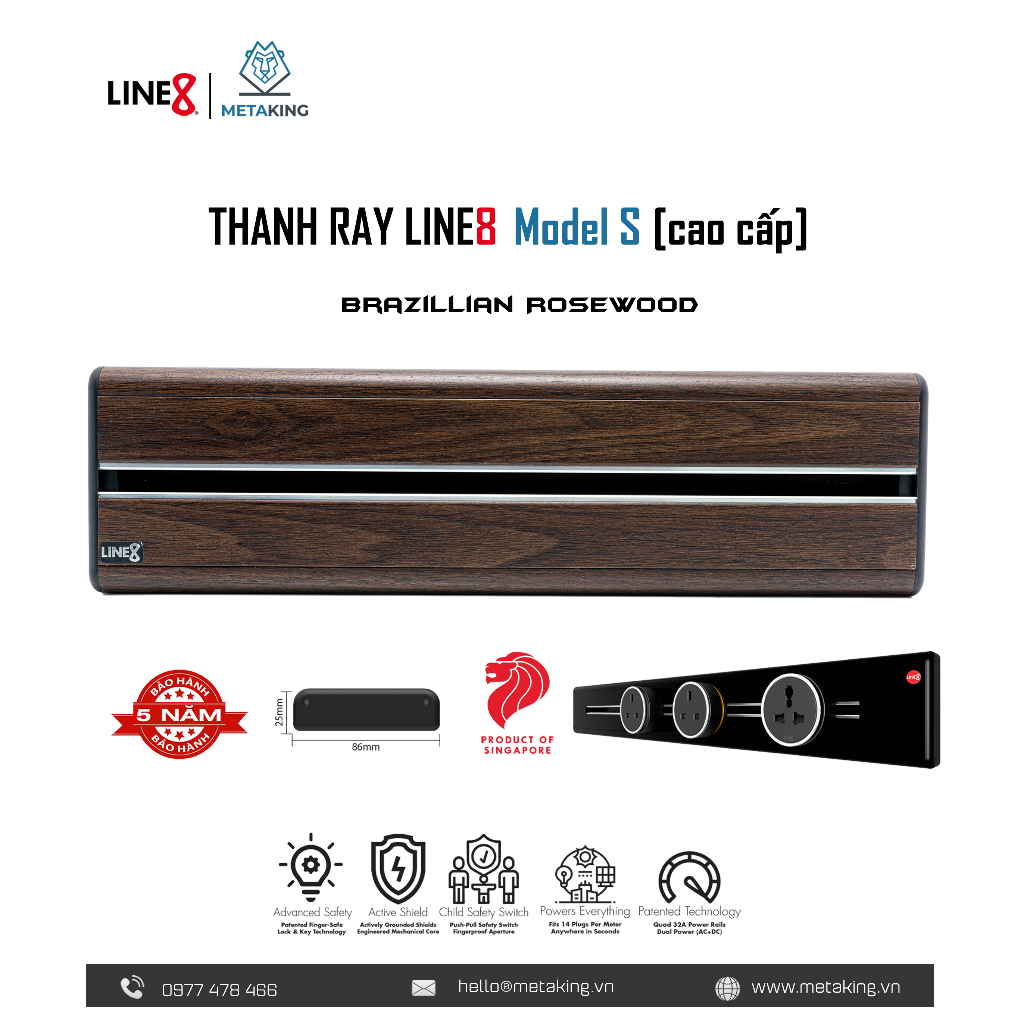 Thanh Ray Dẫn Điện Line8 Model S I Lắp Nổi I  I Cao Cấp I Chính hãng