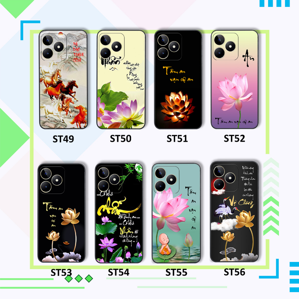 Ốp Realme C53 / NARZO N53 hình thư pháp tâm an vạn sự an