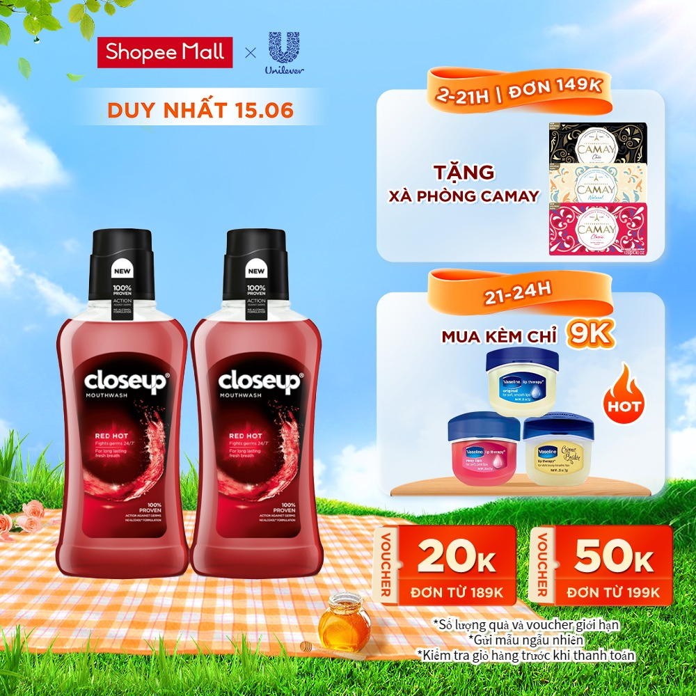 Combo 2 nước súc miệng CloseUp Red Hot (500mlx2)
