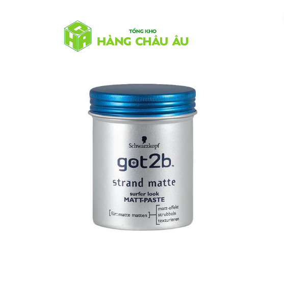 Sáp Vuốt tóc tạo kiểu nam Schwarzkopf Got2b Strand Matte siêu cứng - Hộp 100ml