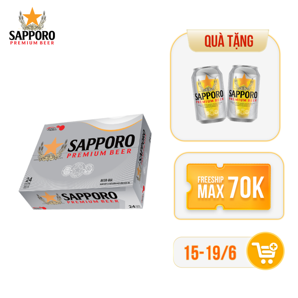 [GIAO HỎA TỐC]Thùng 24 lon bia Sapporo Premium (330ml/lon)