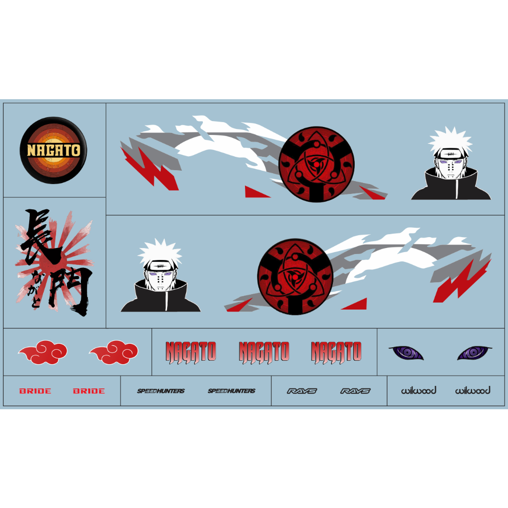 Decal trượt nước Naruto Pain cho xe mô hình JDM 1:64 (DARK TONE)